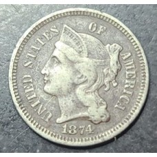 1874 3 Cent Nickel